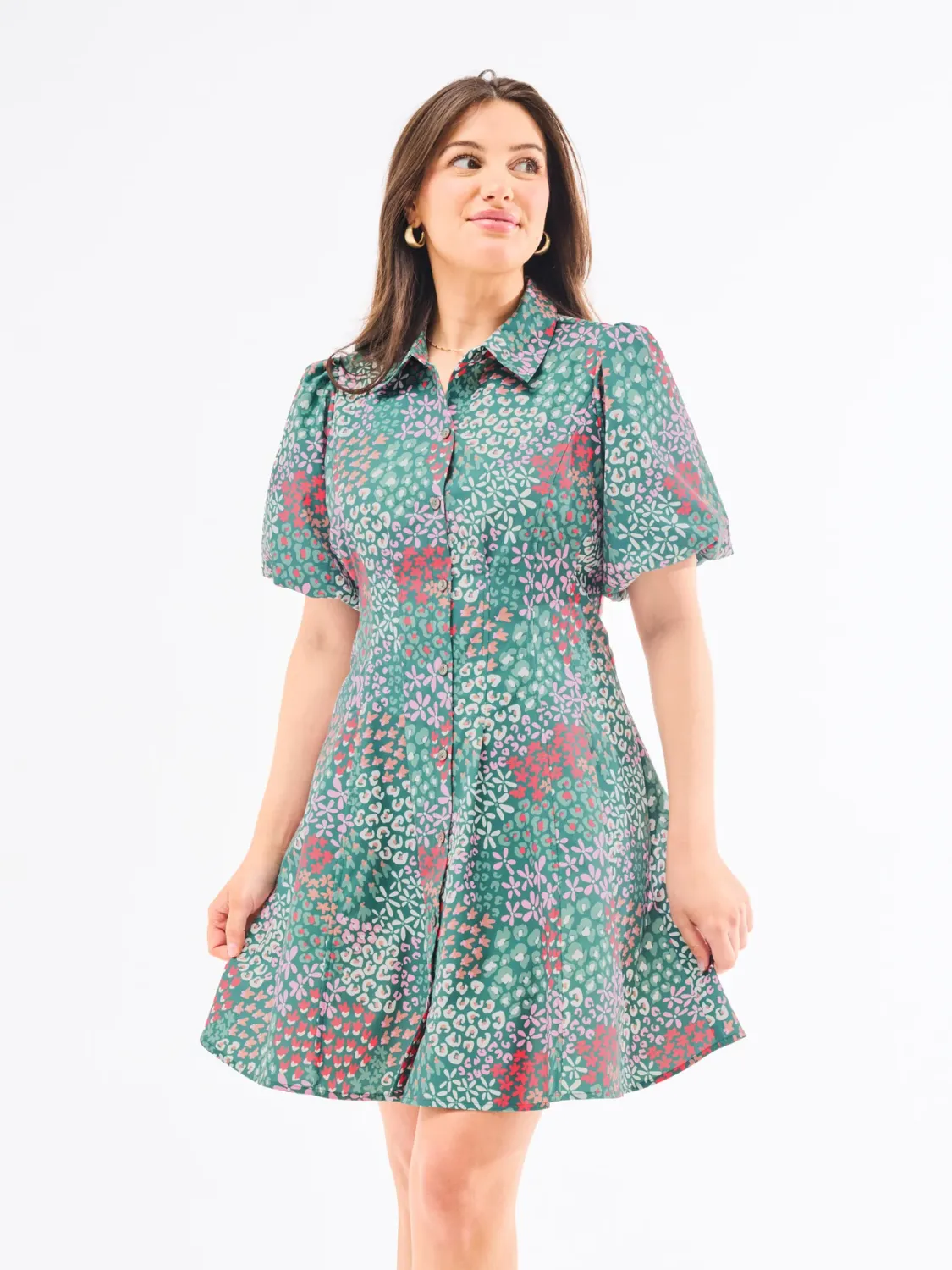 Mary Square Open Meadows - Green Rory Dress