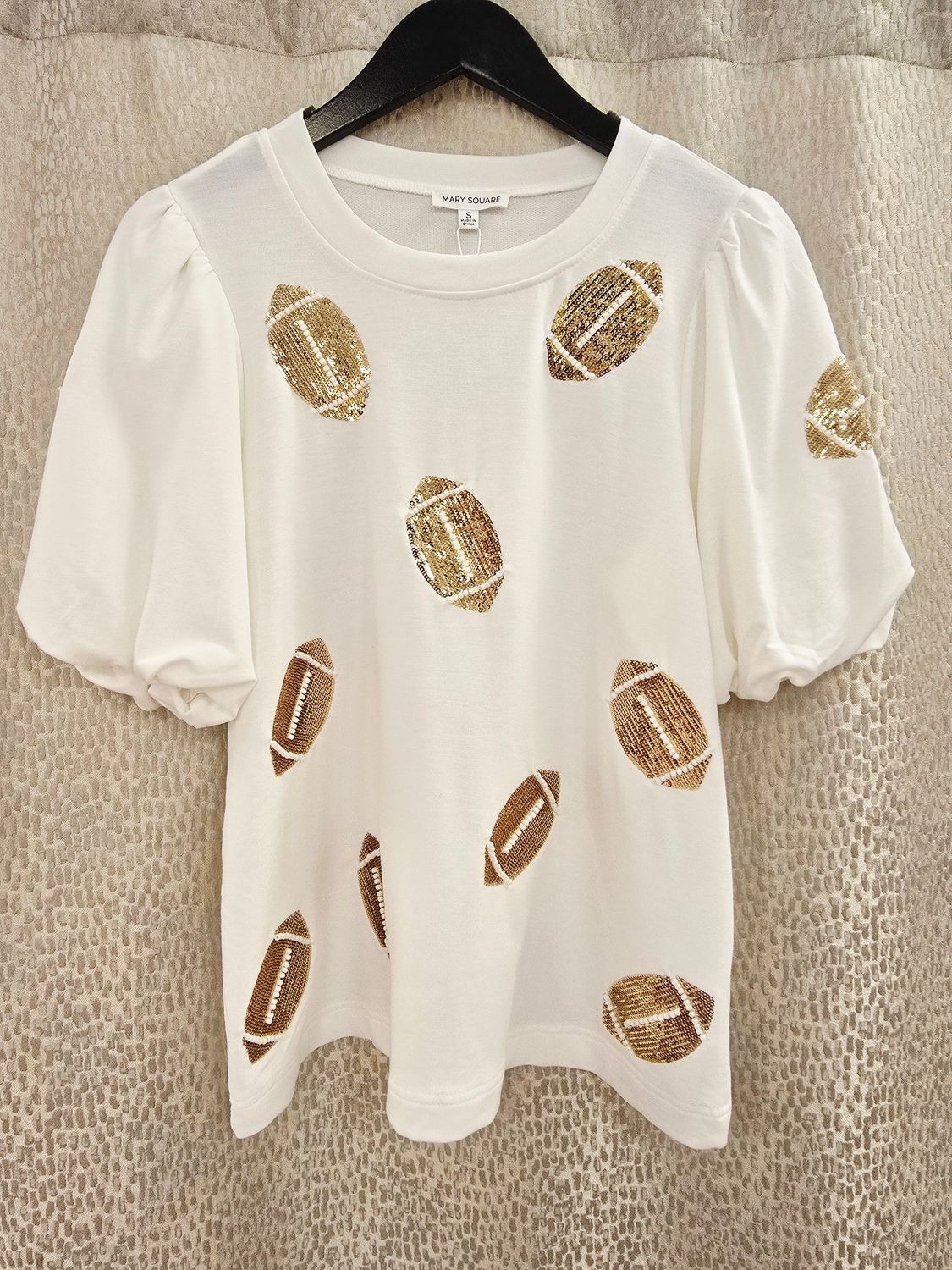 Mary Square Footballs White &amp; Gold Tina Top