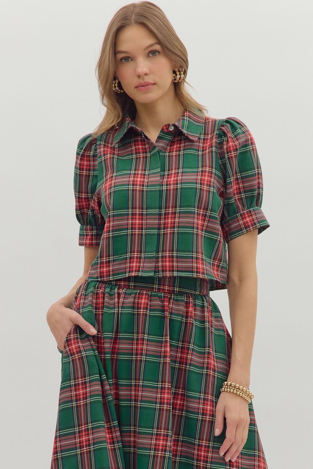 Holly &amp; Merry Charm  Plaid Top