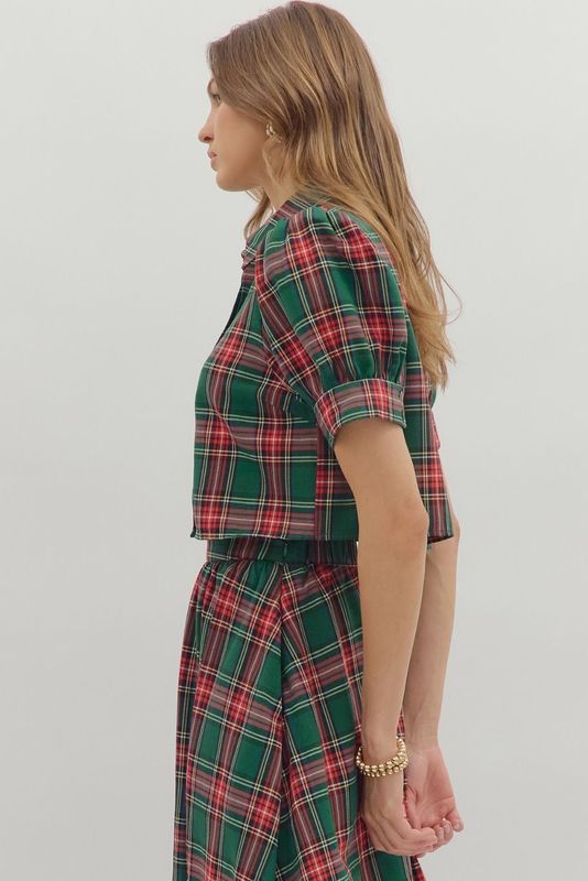 Holly &amp; Merry Charm  Plaid Top