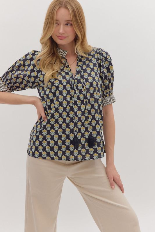 Life Goes On Block Print Top
