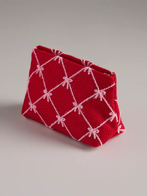 Shiraleah Red Tinsel Bow Zip Pouch