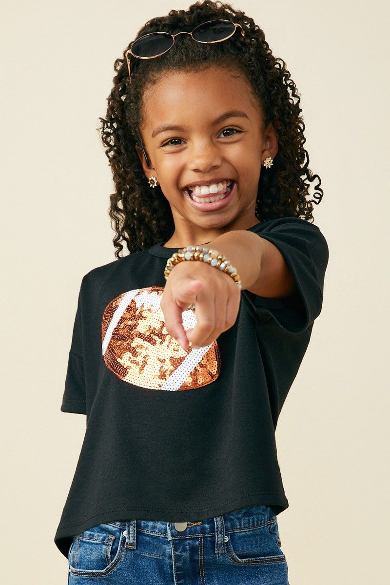 Lainey Gameday Sequin Football T-shirt
