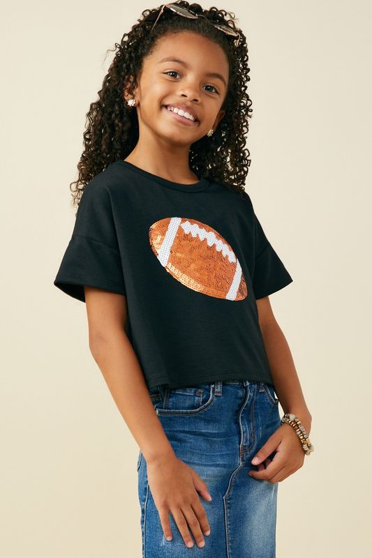 Lainey Gameday Sequin Football T-shirt