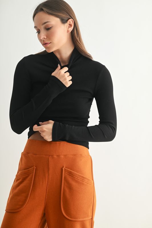 Micro Ribbed Long Sleeve Turtleneck