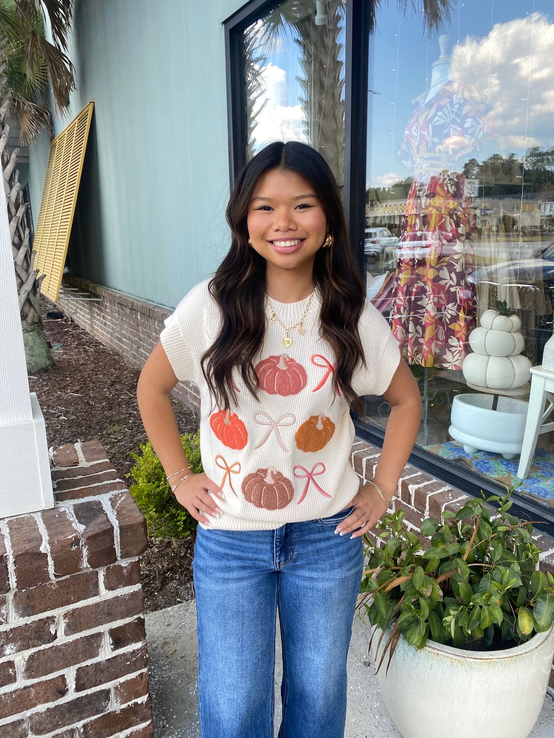 Mary Square Pumpkin Rows Josie Sweater