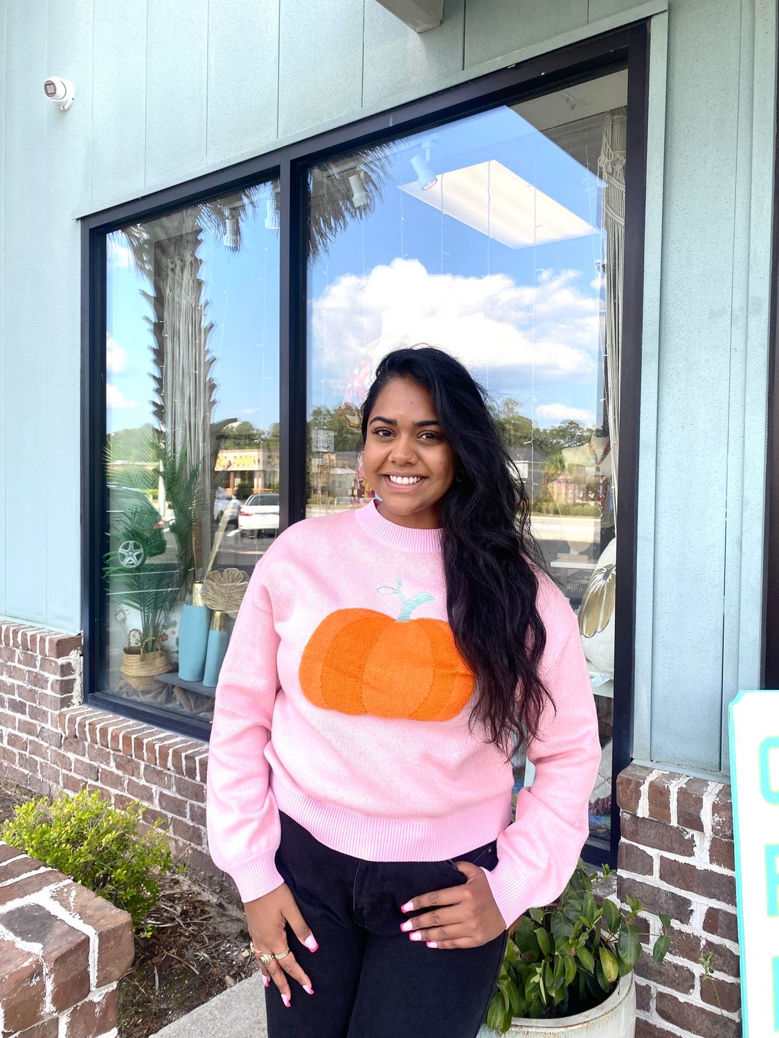 Pumpkin Pink Crew Neck Sweater