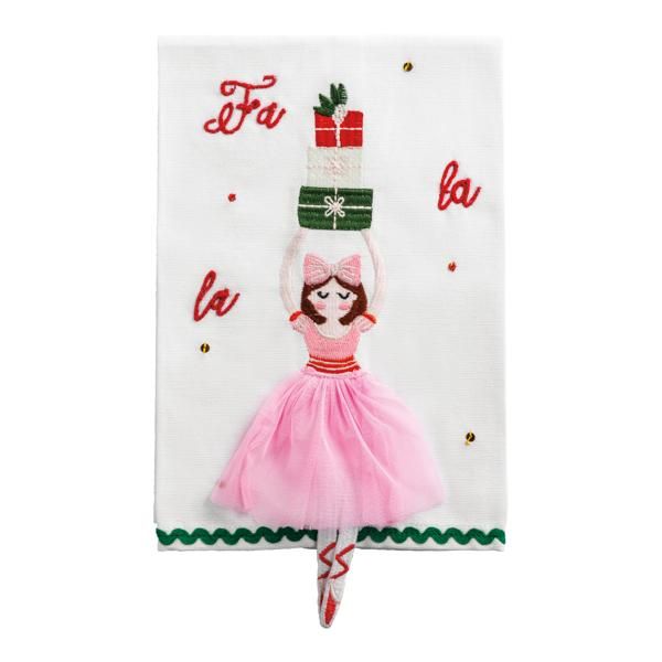 Mud Pie Christmas Dangle Embroidery Towel