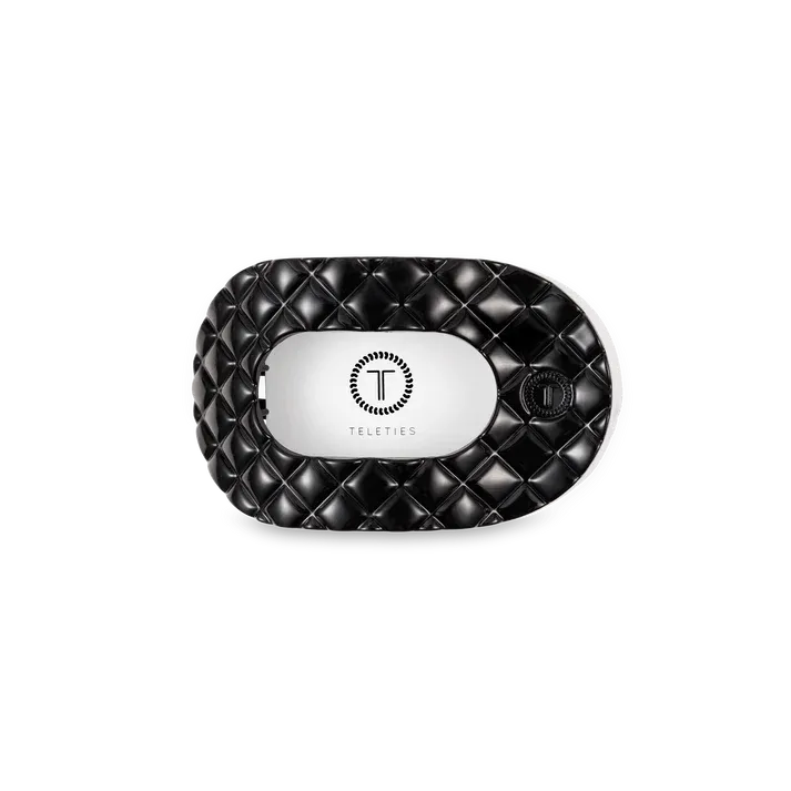 Teleties The Flat Hair Clip Oval Small - Jet Black Quilted