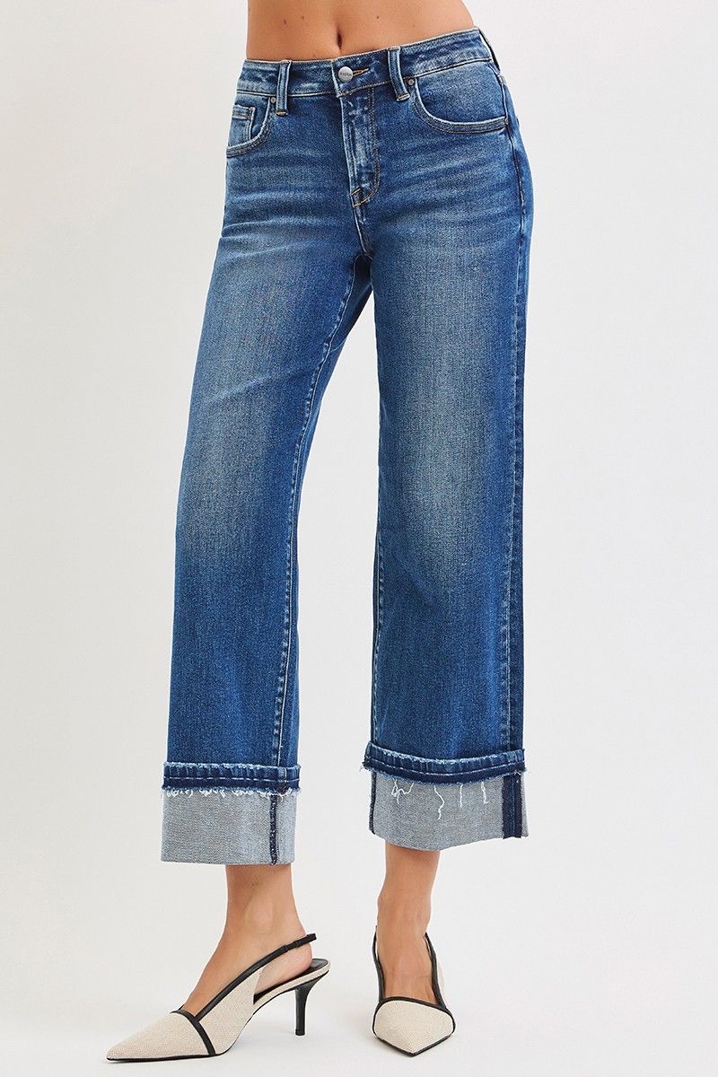 Risen Isla Ankle Straight Cuffed Hem Jean