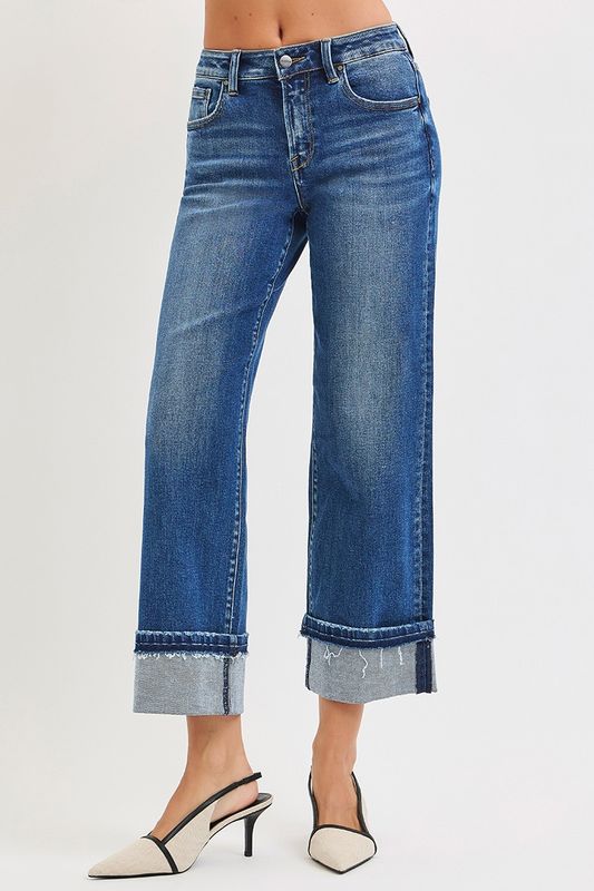 Risen Isla Ankle Straight Cuffed Hem Jean
