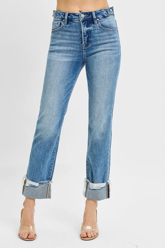 Risen Nova TC HR Crop Straight Cuffed Jeans