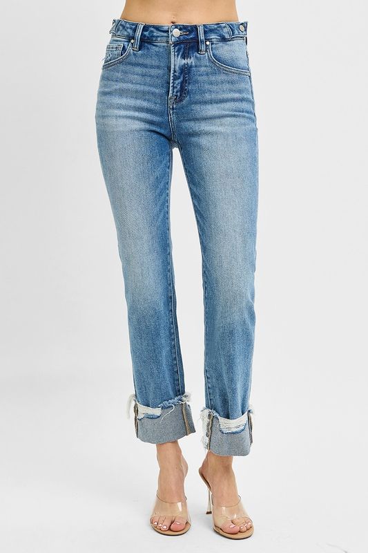 Risen Nova TC HR Crop Straight Cuffed Jeans