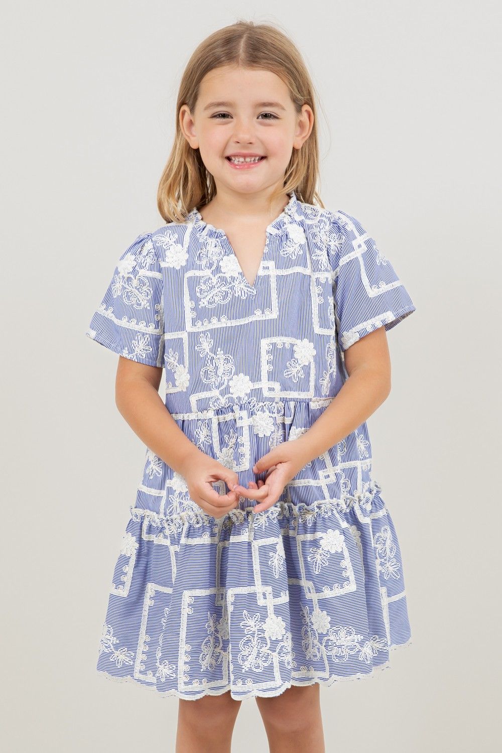 Sophia Floral Embroidered Tiered Dress, GIRLS