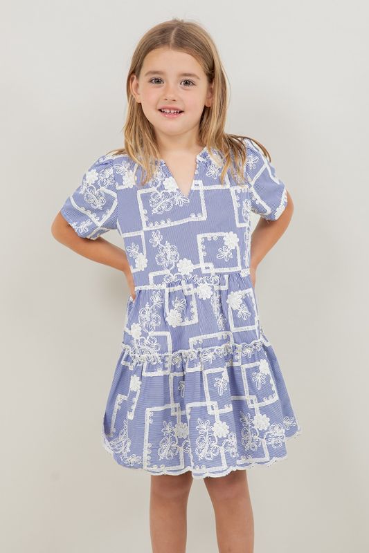 Sophia Floral Embroidered Tiered Dress, GIRLS