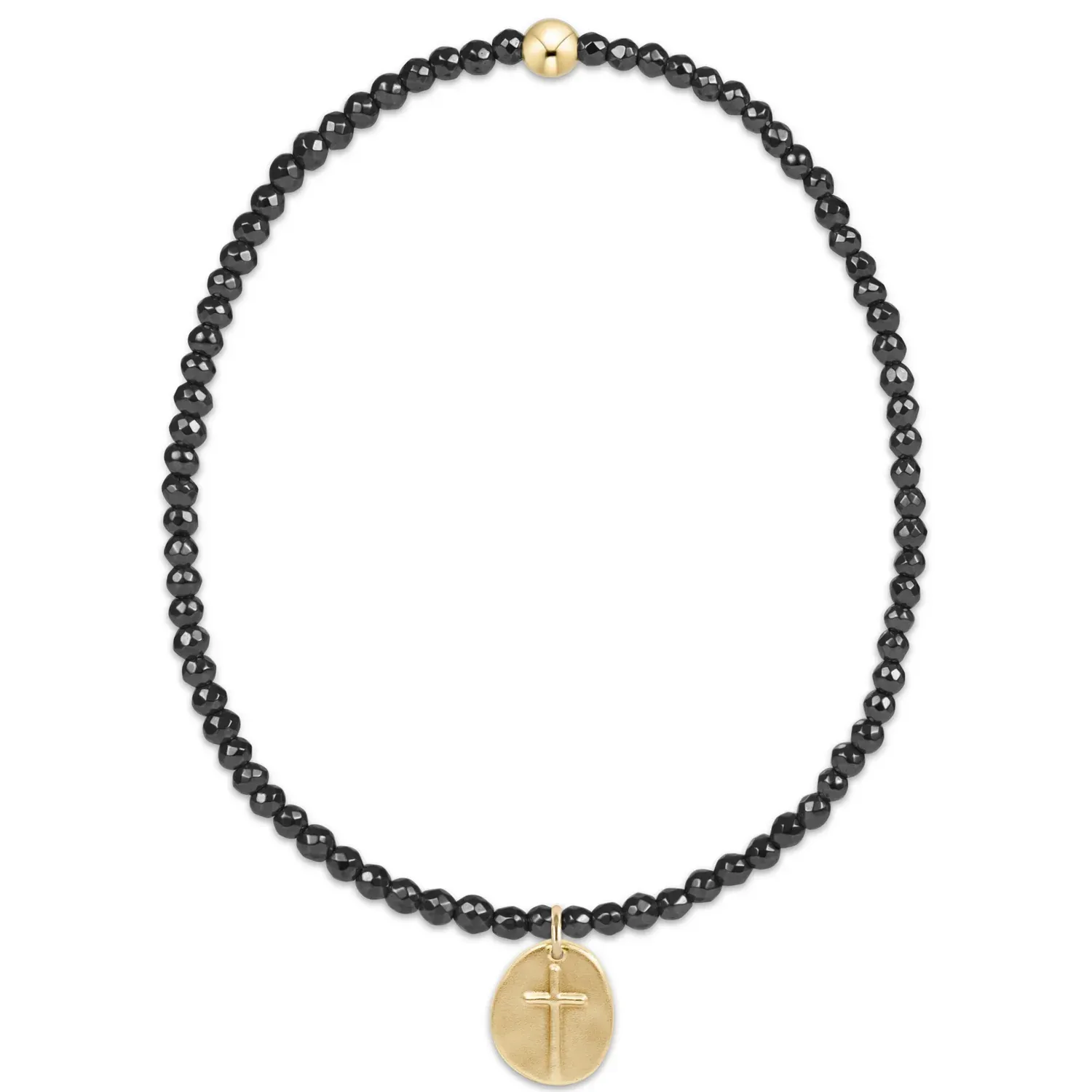 enewton Faceted Hematite 2mm Bead Bracelet - Inspire Small Gold Charm