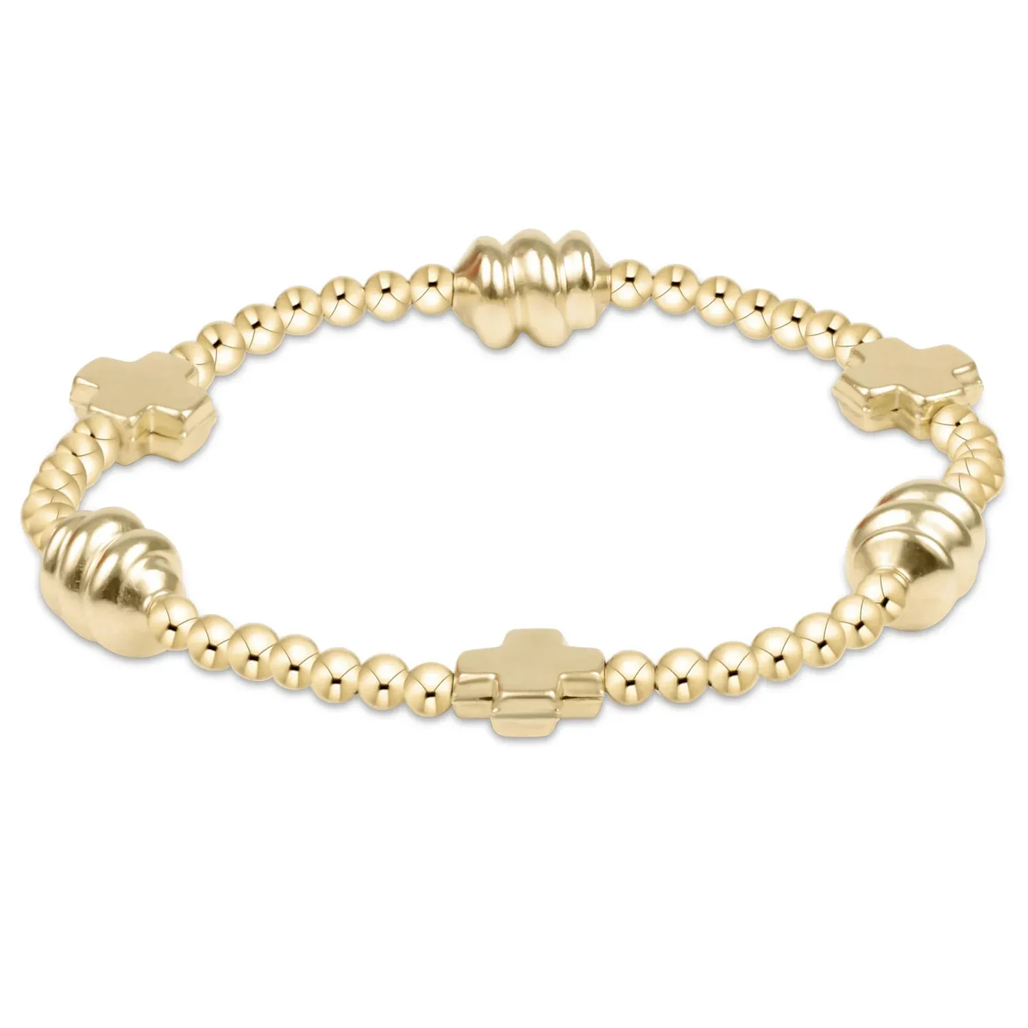 enewton Signature Cross Admire Gold Pattern 3mm Bead Bracelet - Gold