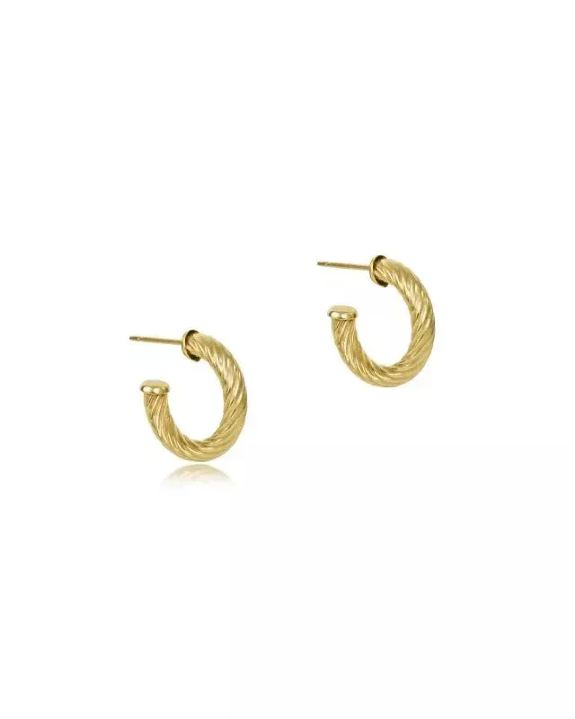 enewton Round Gold 0.5&quot; Post Hoop - 4mm - Textured Twist