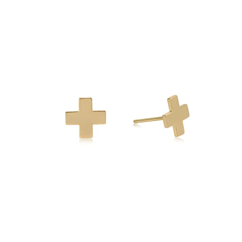 enewton Signature Cross Small Gold Stud - Gold