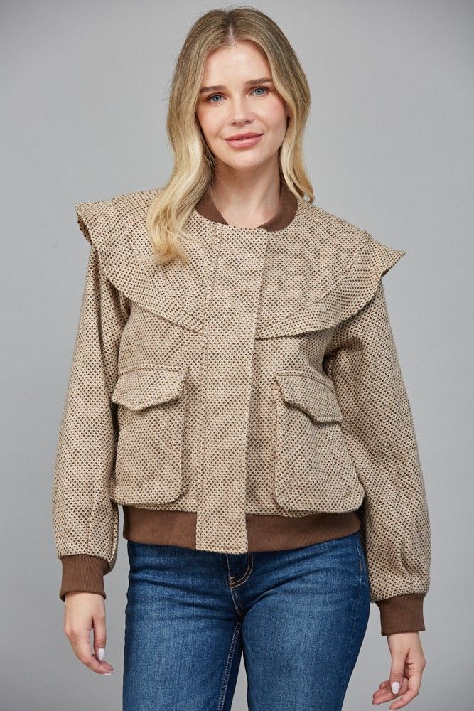 Trendy Ruffle Bomber Jacket