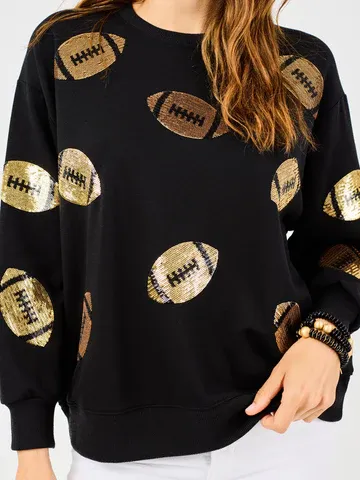 Mary Square Sequin Footballs Sarah Sweatshirt