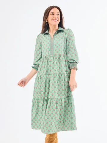 Mary Square Eleanor Dress Floral Foulrd- Vineyard