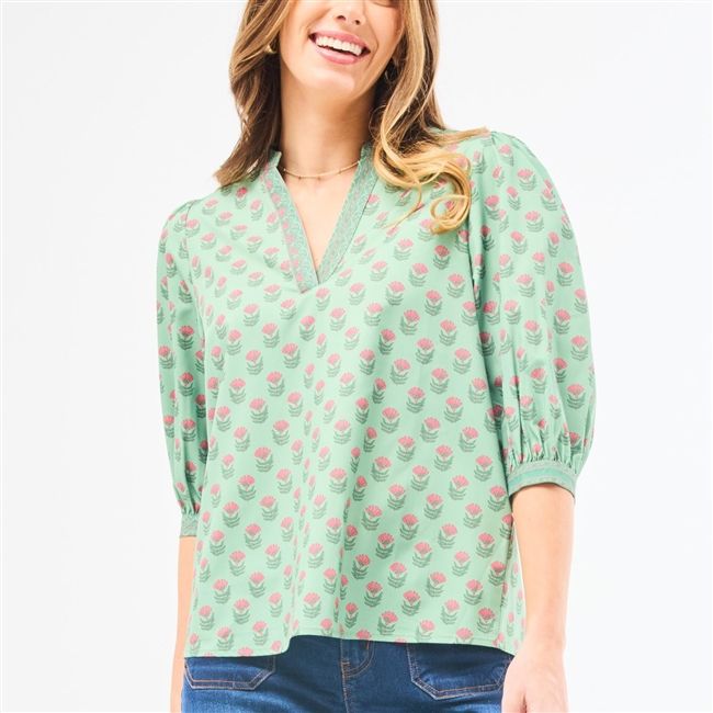 Mary Square Tamryn Top Floral Foulard- Vineyard