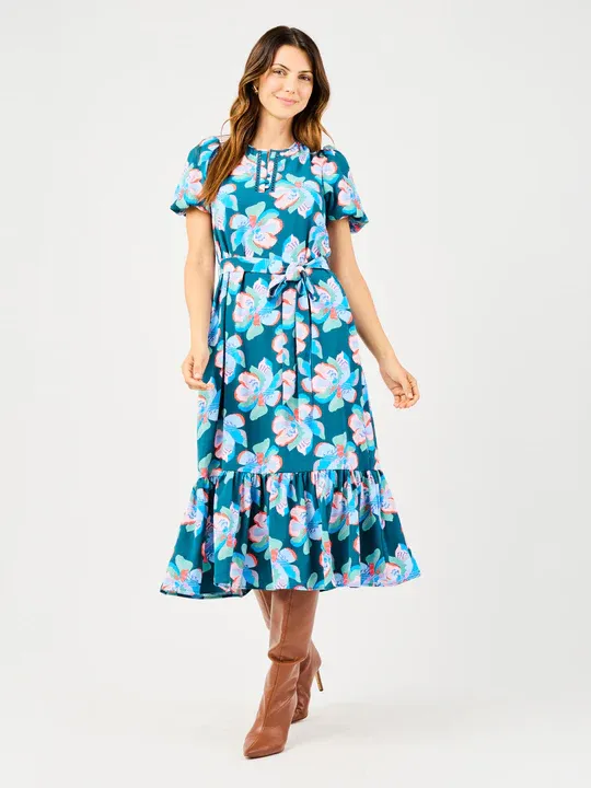 Mary Square Camilia Dress Center Stage- Green
