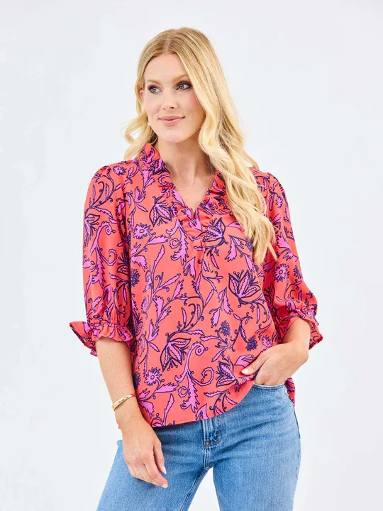 Mary Square Julie Top Toile Tulip- Coral