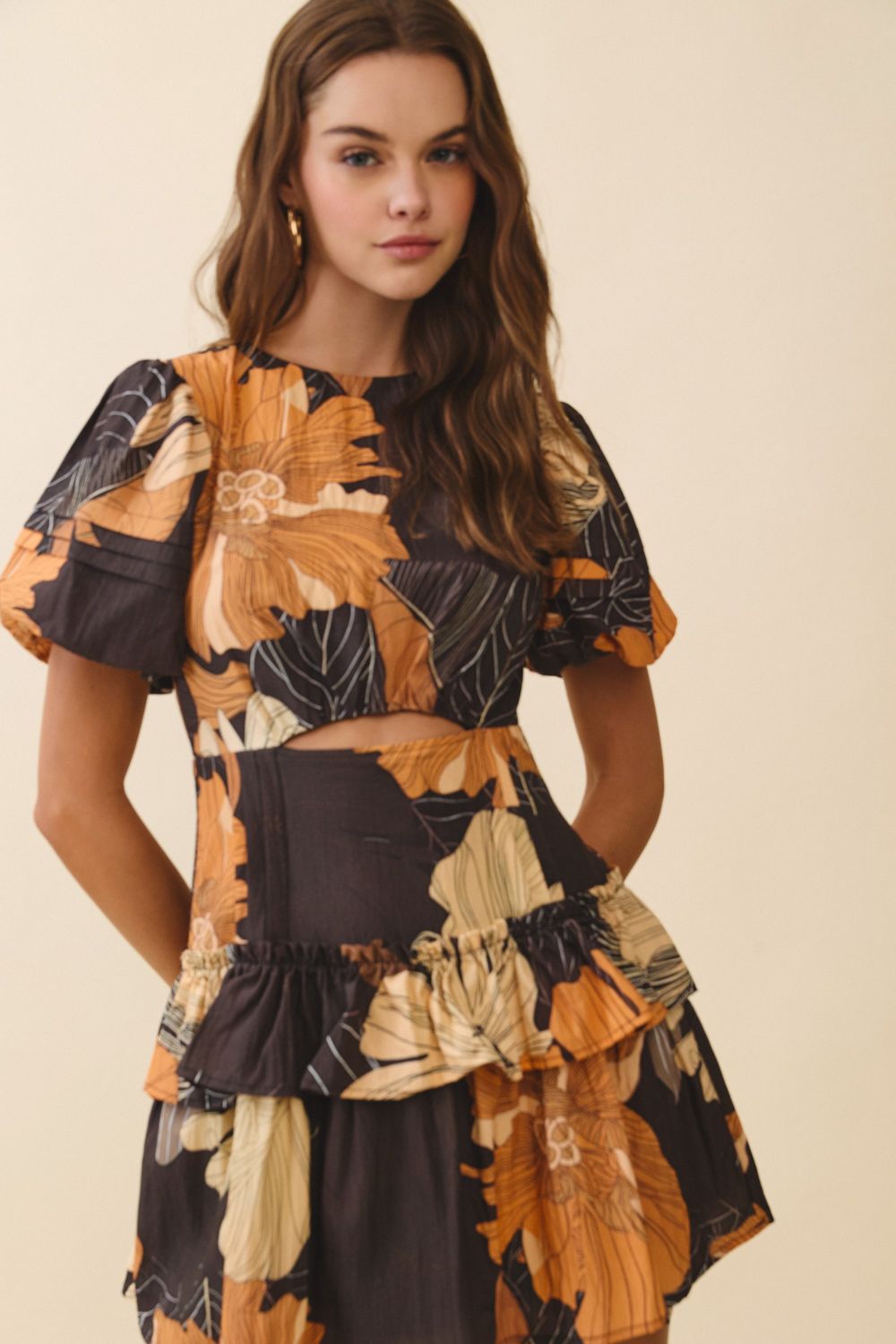 Fall Time Vibes Cutout Dress