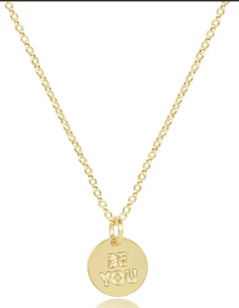 enewton 16&quot; Necklace Gold - be you. Small Gold Word Disc