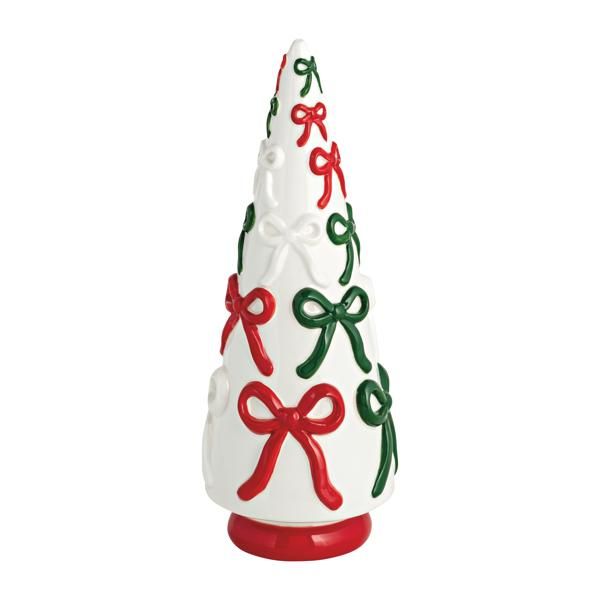 Mud Pie Bow Ceramic Christmas Tree
