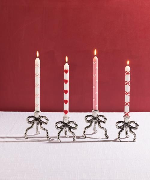 Mud Pie Bow Heart Taper Candles
