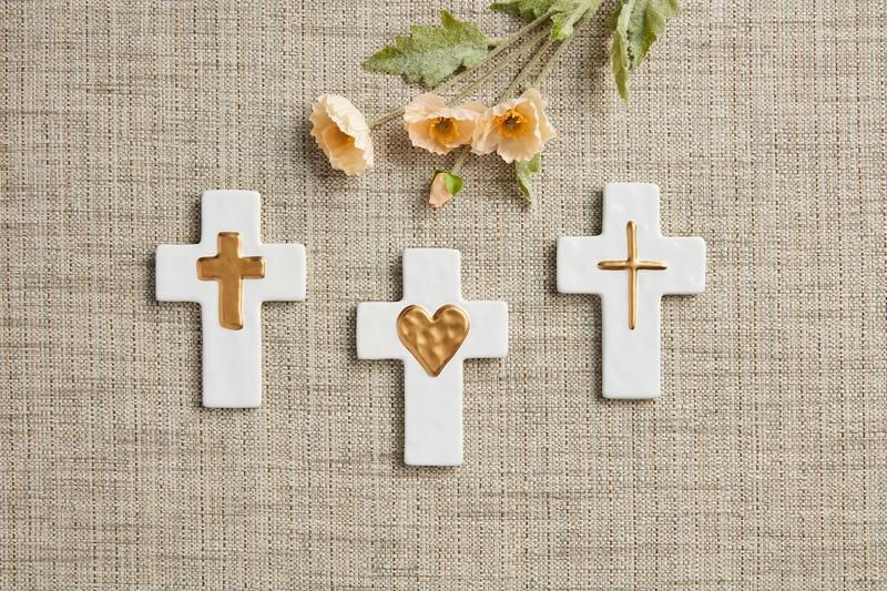 Mud Pie Ceramic And Gold Cross