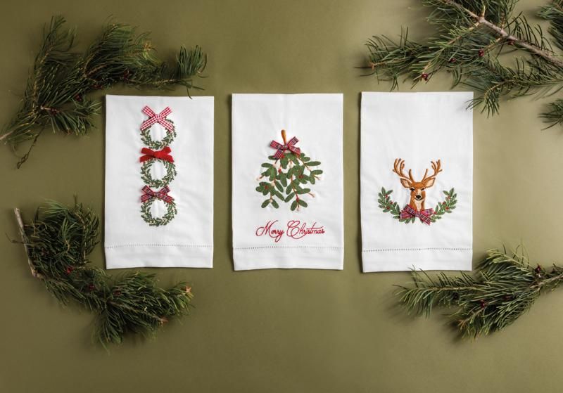 Mud Pie Christmas Emb Towel