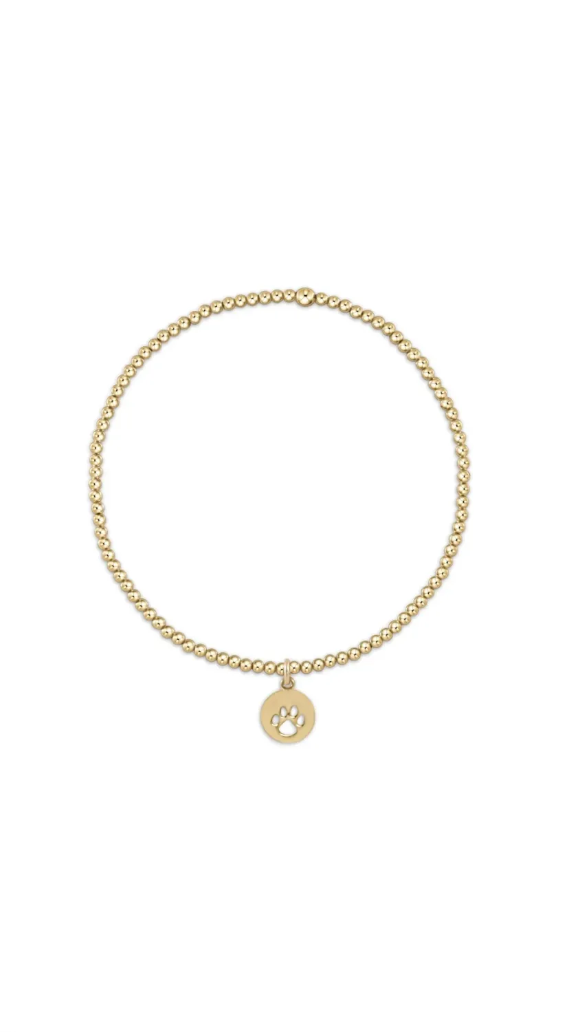 egirl Classic Gold 2mm Bead Bracelet - Paw Print Small Gold Disc