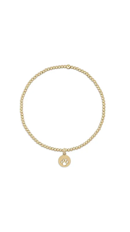 egirl Classic Gold 2mm Bead Bracelet - Paw Print Small Gold Disc