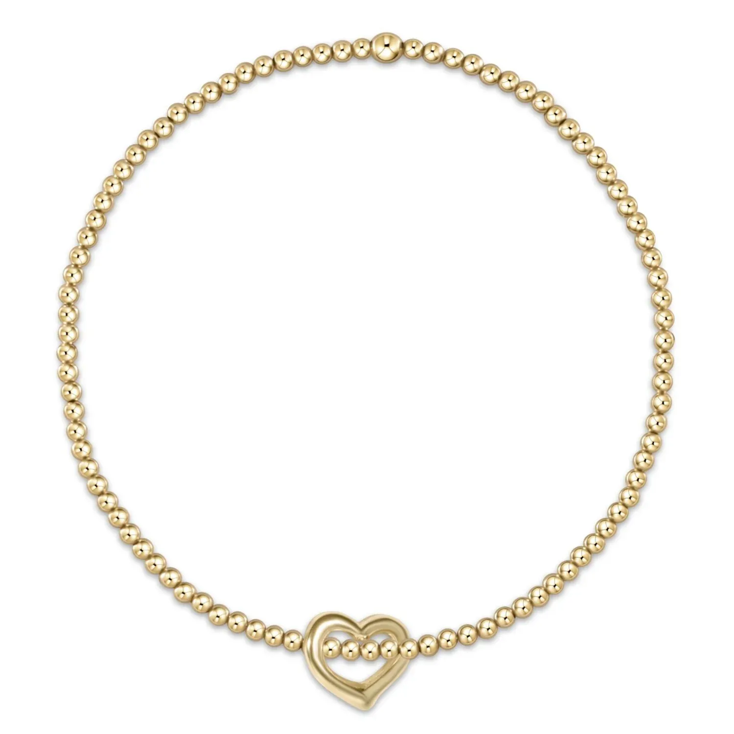 enewton egirl Classic Gold 2.5mm Bead Bracelet - Love Gold Charm