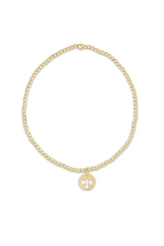enewton egirl Classic Gold 2mm Bead Bracelet - Guardian Angel Small Gold Disc