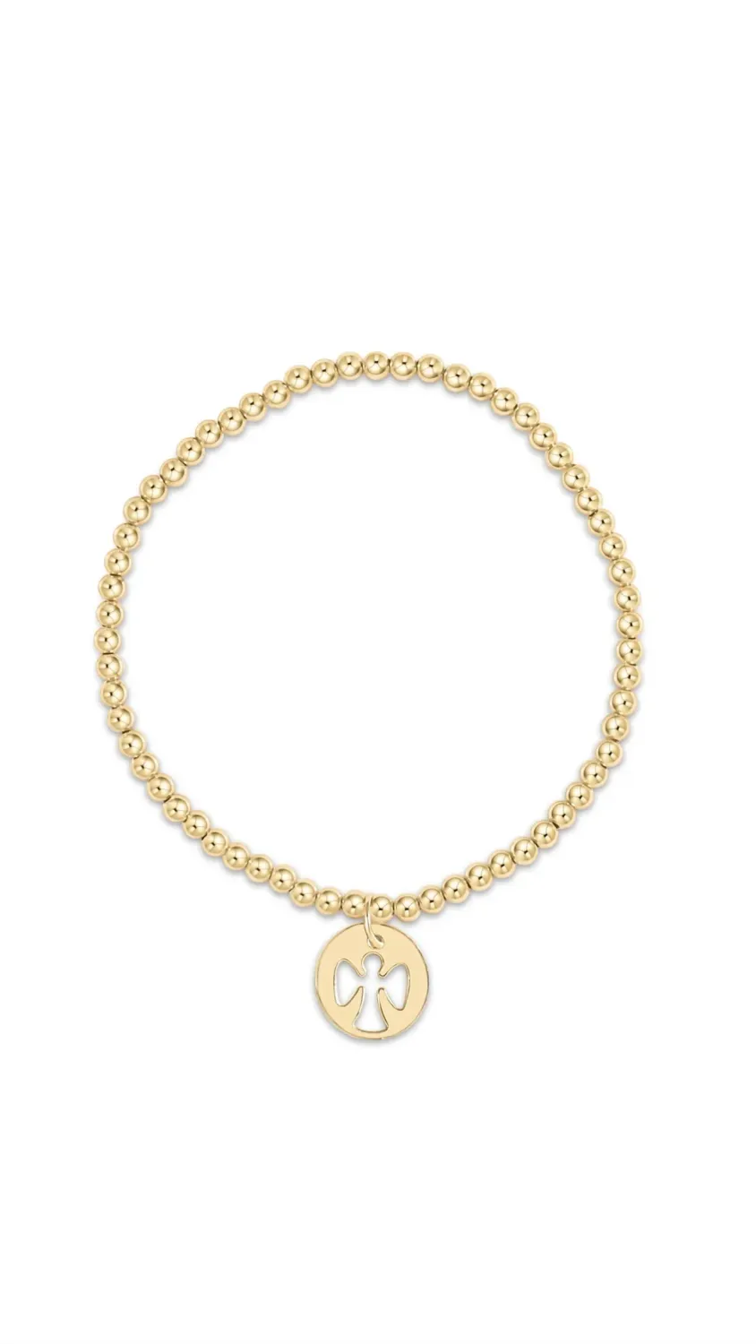 enewton egirl Classic Gold 3mm Bead Bracelet - Guardian Angel Gold Disc