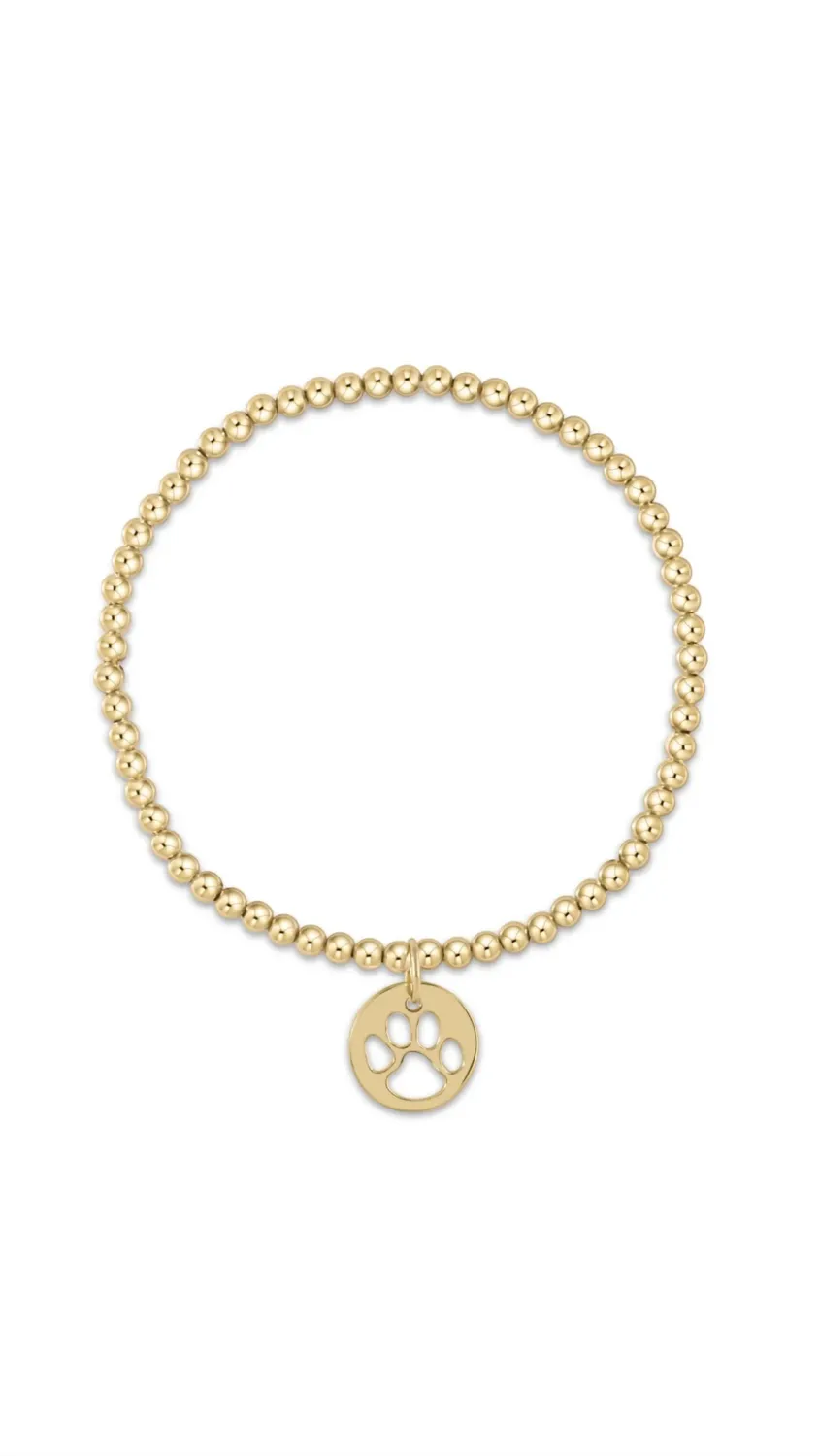 enewton egirl Classic Gold 3mm Bead Bracelet - Paw Print Gold Disc