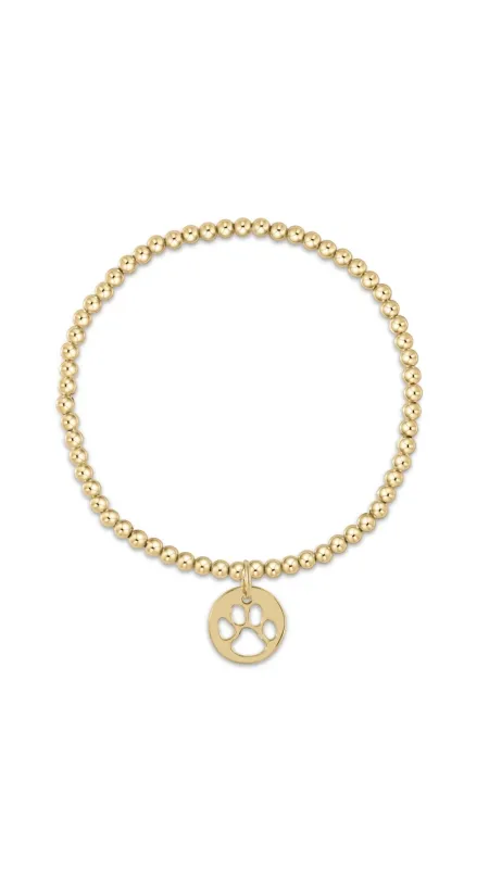 enewton egirl Classic Gold 3mm Bead Bracelet - Paw Print Gold Disc