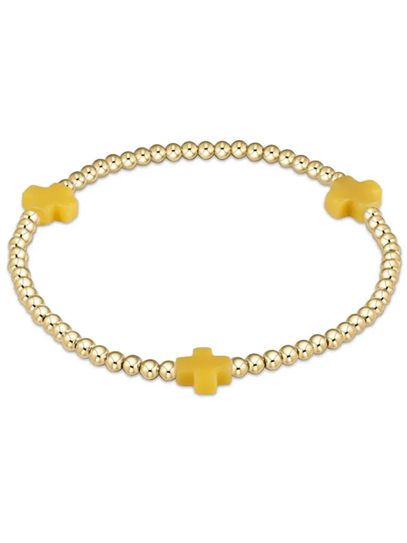 enewton egirl Signature Cross Gold Pattern 3mm Bead Bracelet - Canary