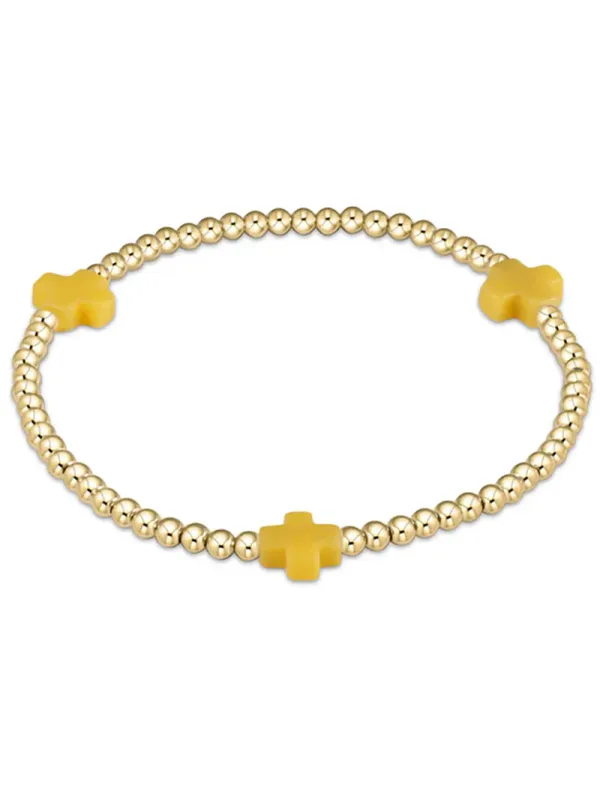 enewton egirl Signature Cross Gold Pattern 3mm Bead Bracelet - Canary