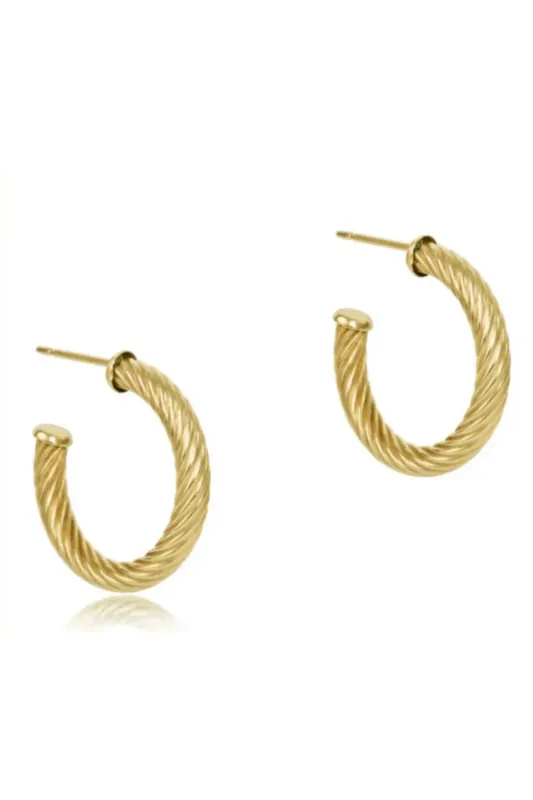enewton Round Gold 1.125&quot; Post Hoop - 4mm - Textured Twist