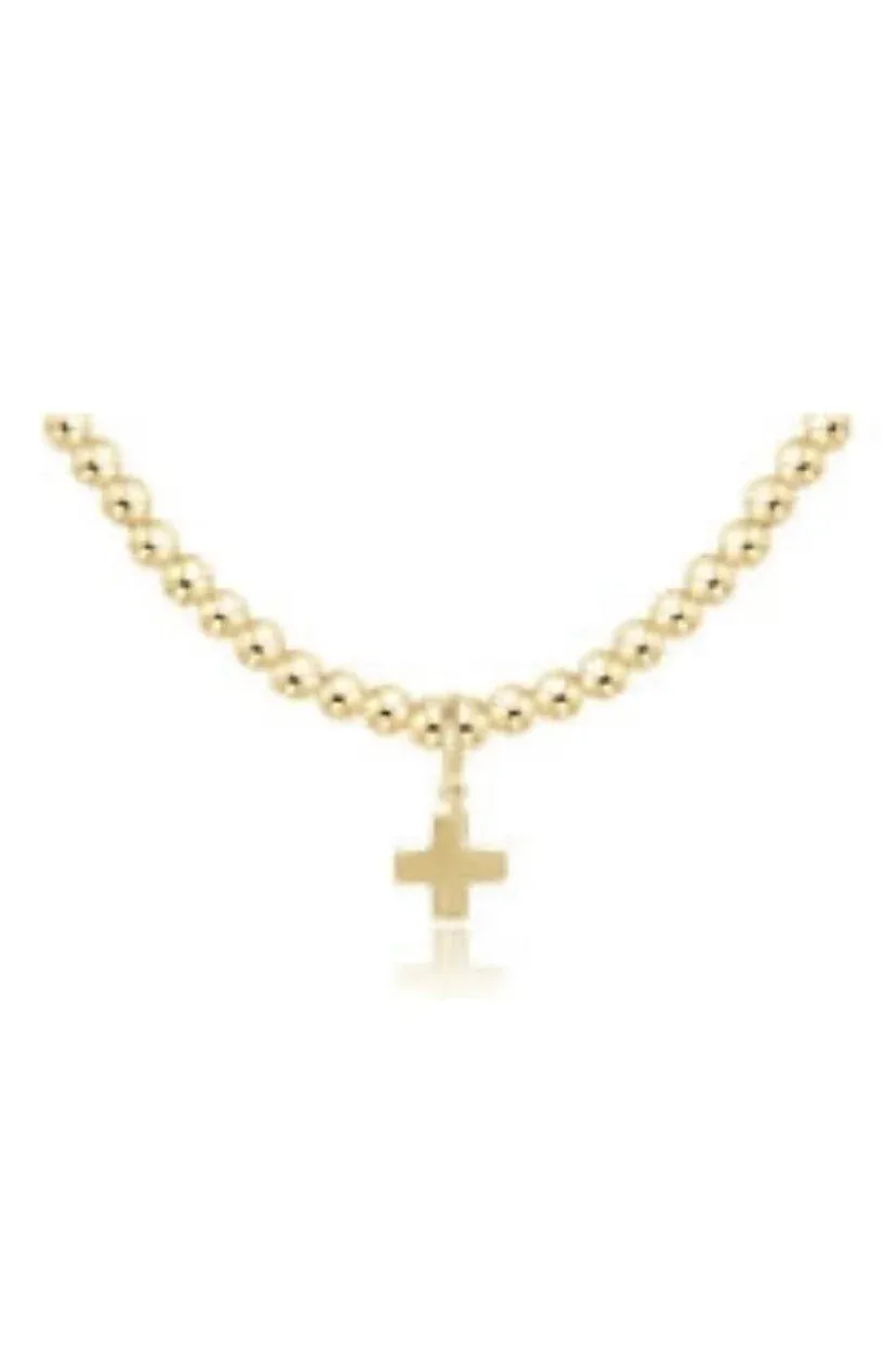 enewton 15&quot; Choker Classic Gold 3mm Bead - Signature Cross Gold Charm