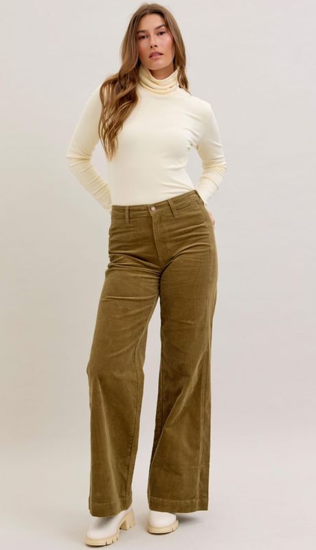 Judy Blue Olive HW Wide  Jeans