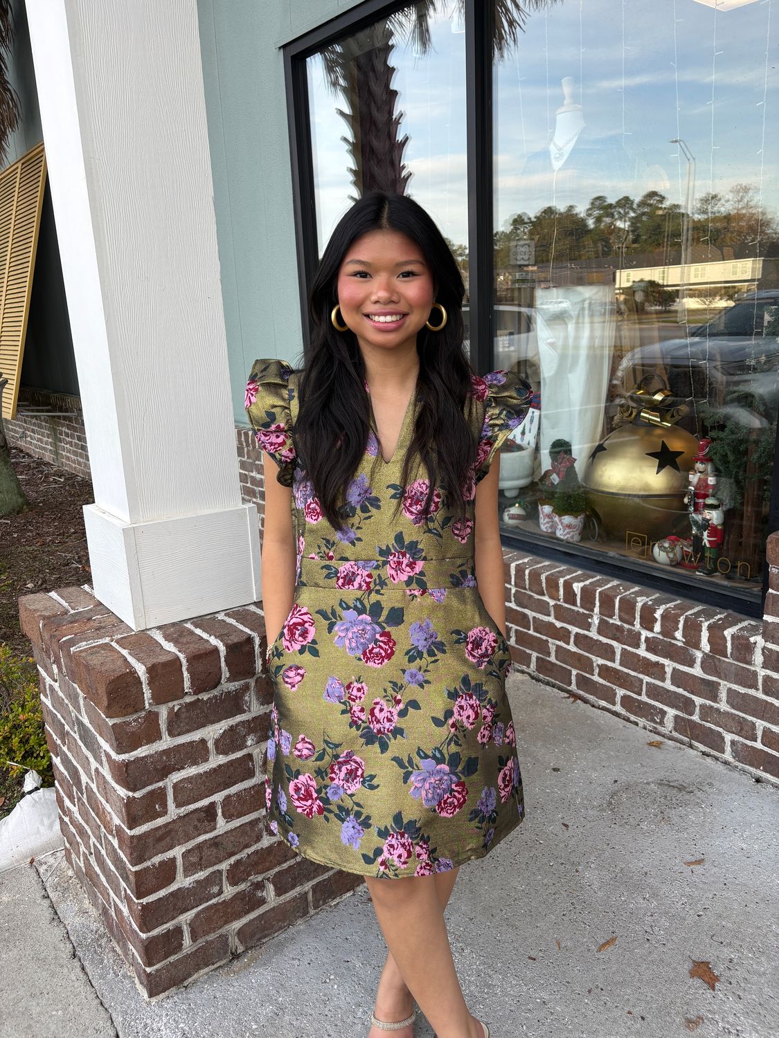 Gilded Golden Floral Dress