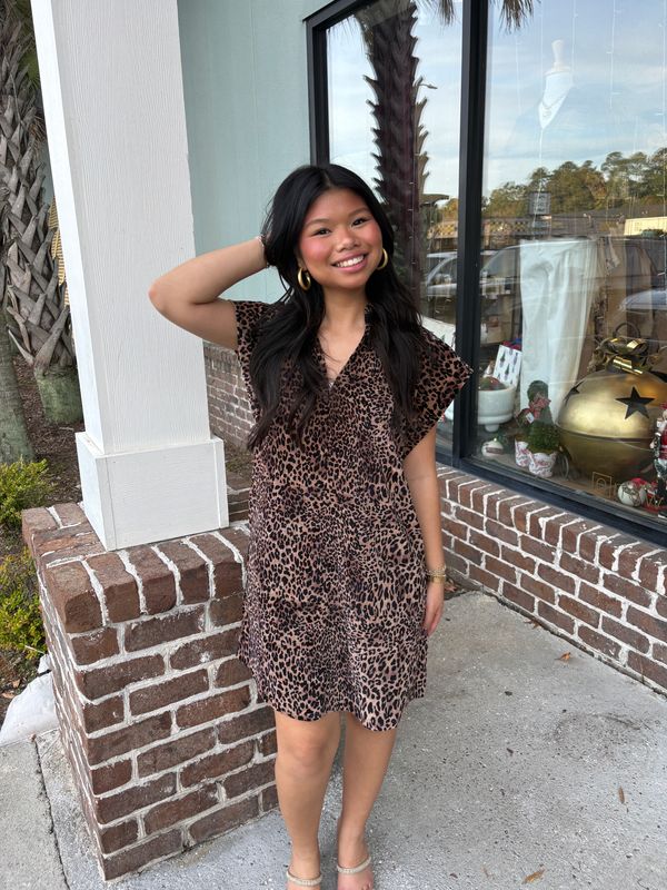 One More Time Suede Cheetah Dress