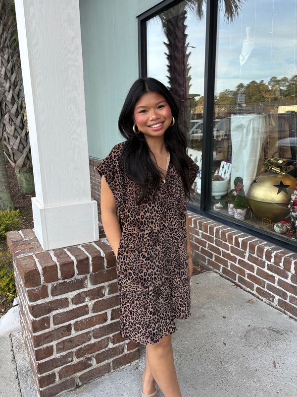 One More Time Suede Cheetah Dress